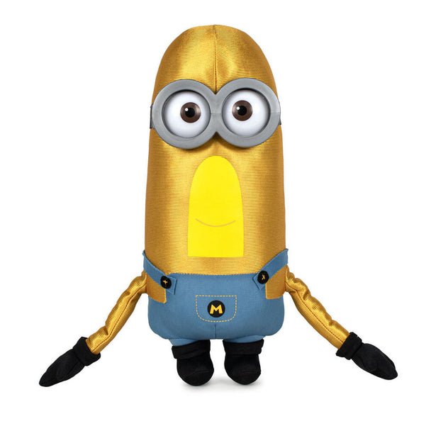 Figurine Kevin Minions de 30cm issue du film Despicable Me 4 par PLAY BY PLAY, vue de face avec détails colorés et expression joyeuse.