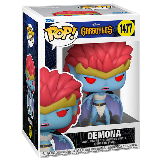 Figurine Funko POP Demona de Gargoyles en vinyle, vue de face dans sa boîte cadeau