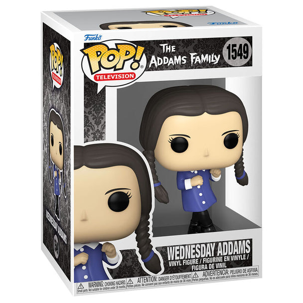 Figurine Funko POP de Wednesday Addams en vinyle de 9 cm avec sa robe noire caractéristique