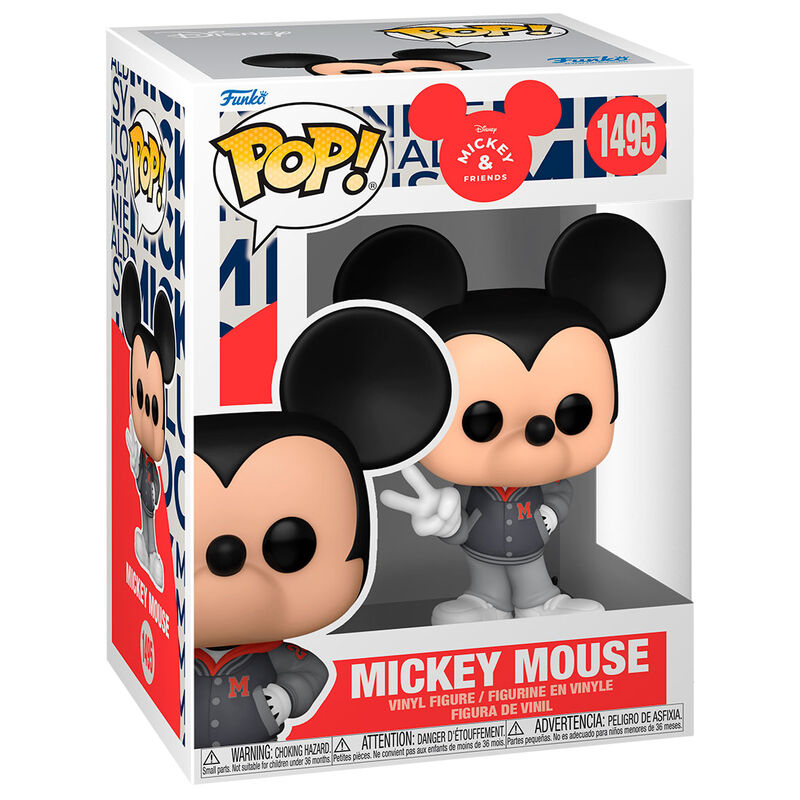 Figurine Funko POP Mickey Mouse Disney 9cm vue de face avec détails colorés et boîte cadeau