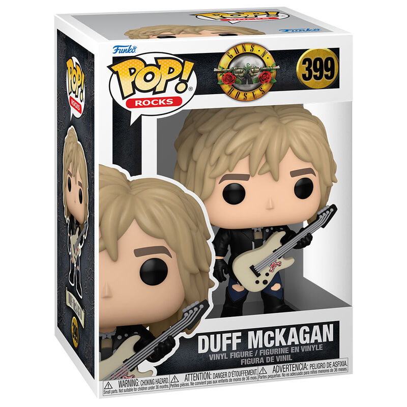 Figurine Funko POP en vinyle de Duff McKagan, bassiste de Guns N' Roses, mesurant 9 cm avec détails réalistes