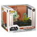 Figurine Funko POP Deluxe de Grogu tenant une grenouille issue de la série Star Wars The Mandalorian, vue de face.