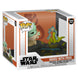 Figurine Funko POP Deluxe de Grogu tenant une grenouille issue de la série Star Wars The Mandalorian, vue de face.
