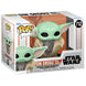 Figurine Funko POP de Din Grogu avec armure en vinyle de 9 cm issue de Star Wars The Mandalorian dans sa boîte cadeau.