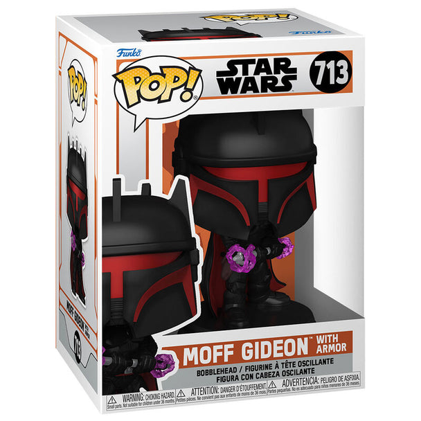 Figurine Funko POP de Moff Gideon avec armure complète de la série Star Wars The Mandalorian, vue de face