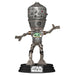 Figurine POP Deluxe Star Wars The Mandalorian IG-12 avec Grogu, prise de côté montrant les détails précis et la qualité de fabrication FUNKO