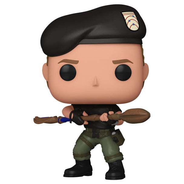 Boîte cadeau officielle contenant la figurine Funko POP Jack O'Neill Stargate, vue de face avec design coloré.