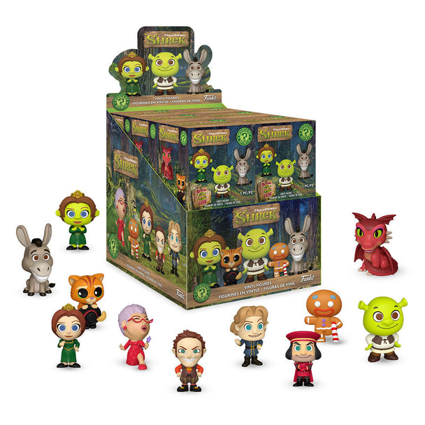 Emballage de la figurine mystère mini Shrek FUNKO montrant le logo officiel et le design attrayant