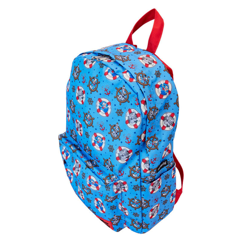 Vue latérale montrant les poches pratiques et les bretelles rembourrées du sac Loungefly