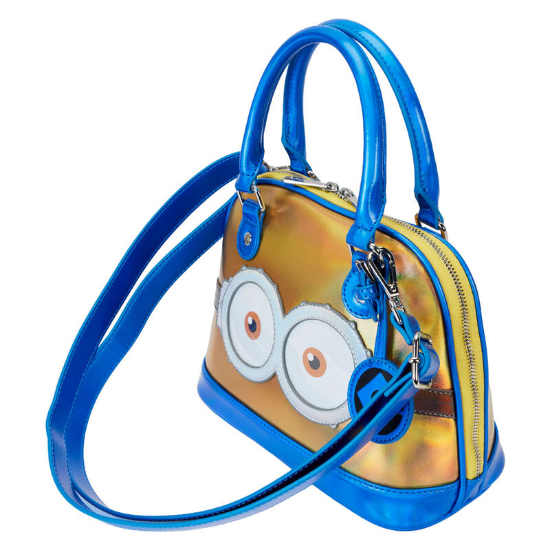 Détail des appliques iridescentes et embossées sur la surface du sac bandoulière Minions Loungefly