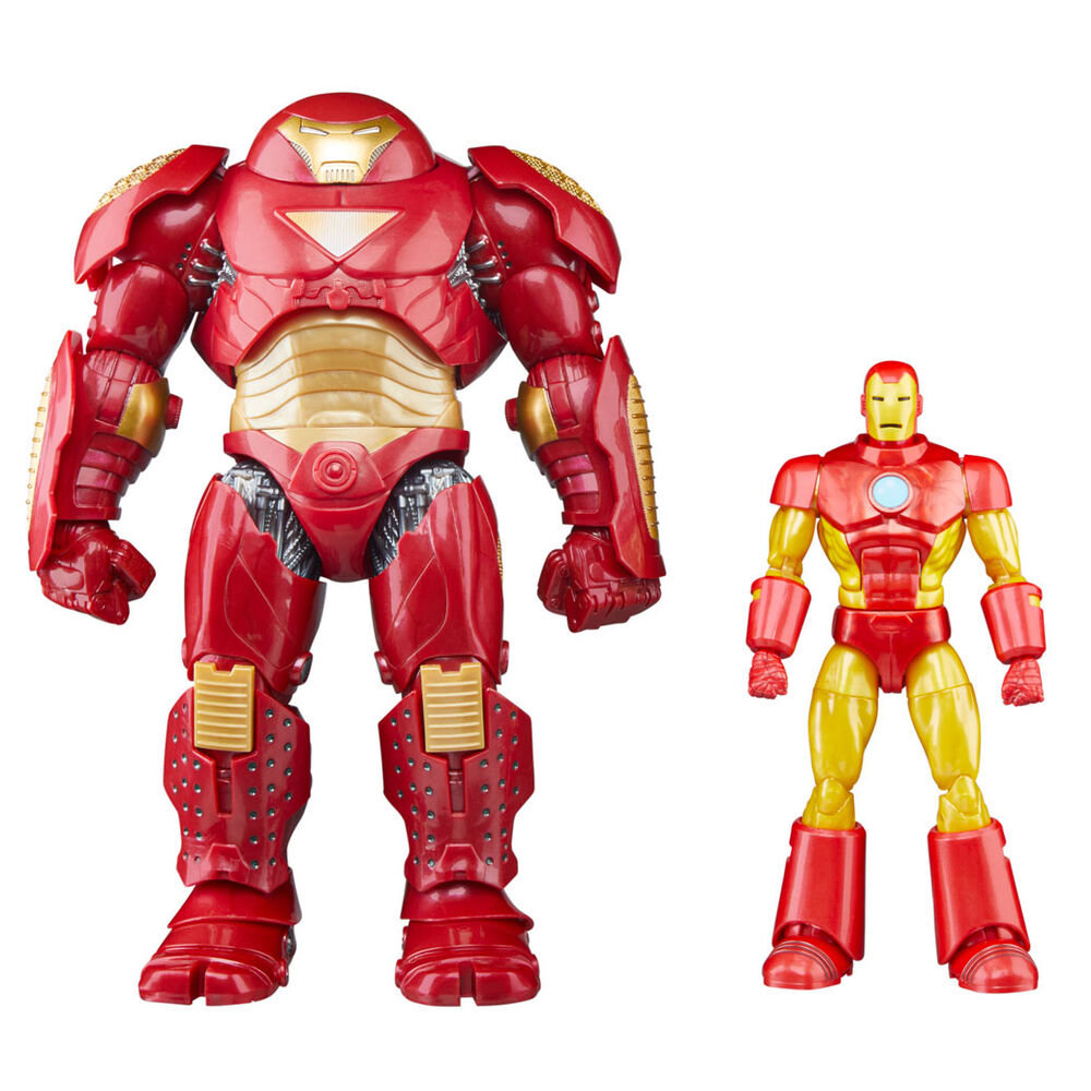 Figurine Hulkbuster Marvel en pose de combat avec accessoires sur fond neutre