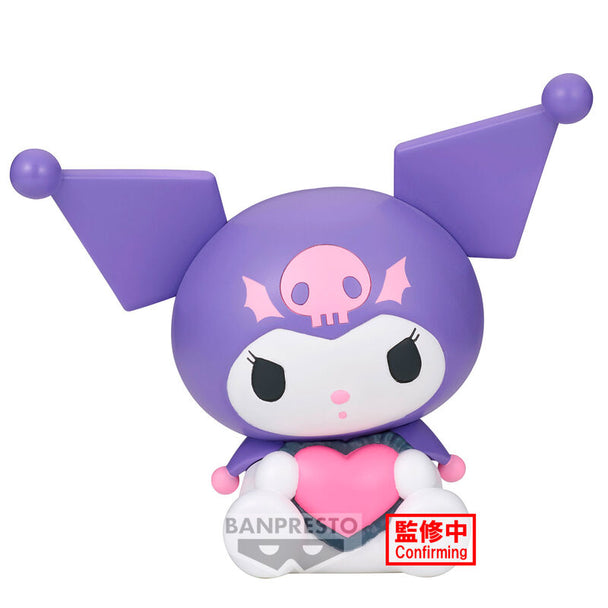 Figurine Kuromi Softmates Sanrio de 14cm vue de face avec détails précis et couleurs vives