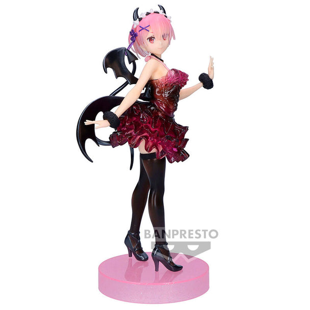 Figurine Ram Re:Zero Clear & Dressy vue de face avec détails précis du visage et costume