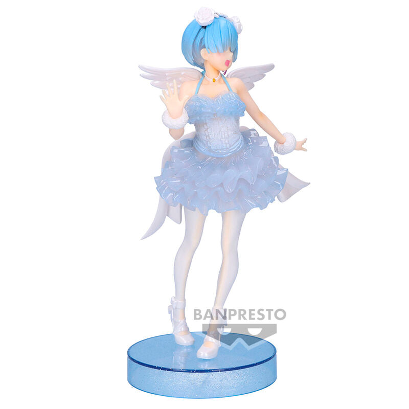 Profil gauche de la figurine Rem Re:Zero Banpresto montrant la robe transparente