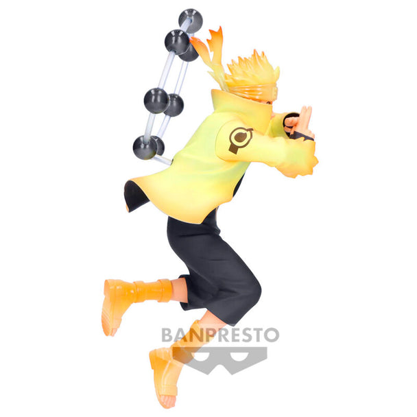Vue de face détaillée de la figurine Naruto Uzumaki avec ses vêtements caractéristiques de Naruto Shippuden