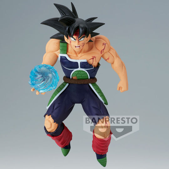 Profil gauche de la figurine Bardock montrant la posture dynamique et la peinture soignée
