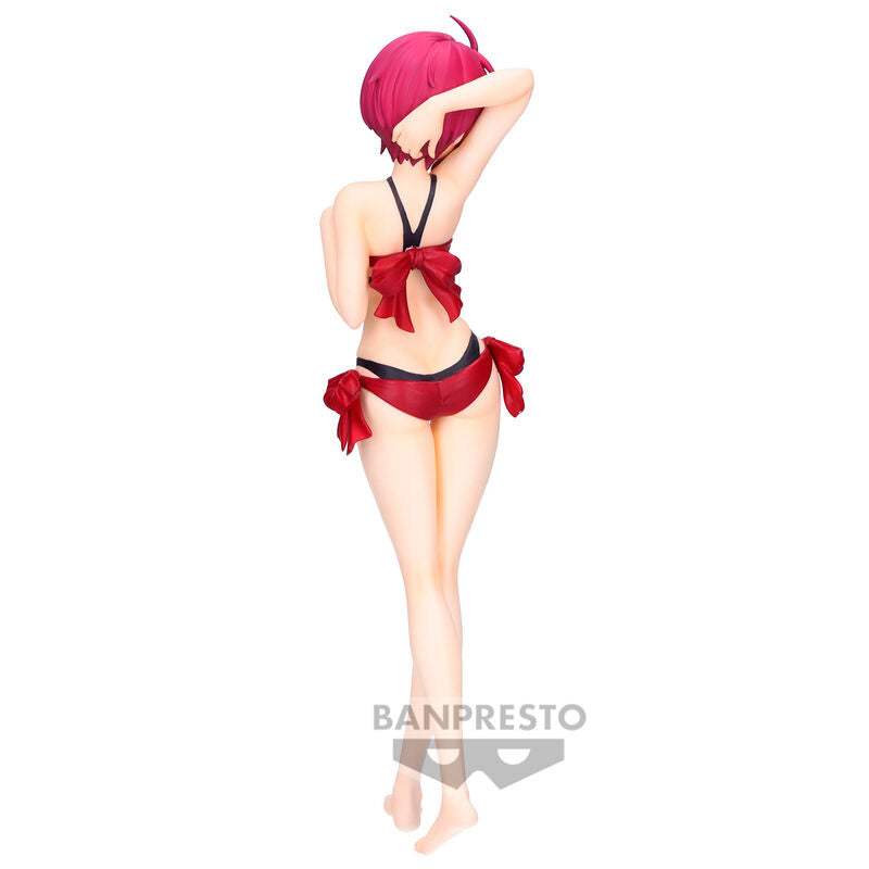 Gros plan sur le visage détaillé de la figurine Gundam Freedom Lunamaria Hawke BANPRESTO