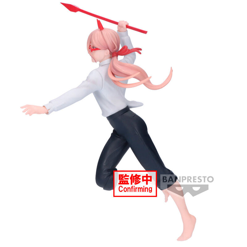 Zoom sur le visage expressif de la figurine Chainsaw Man Powers III Vibration Stars 15cm