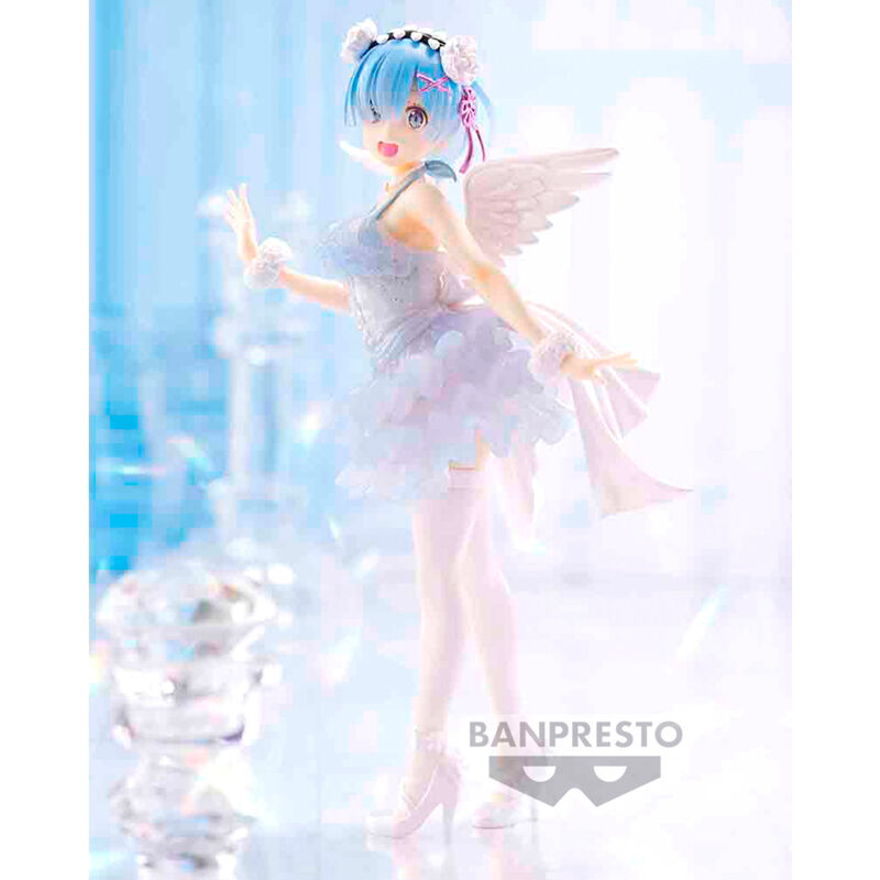 Présentation complète de la figurine Rem Re:Zero sur son socle décoratif