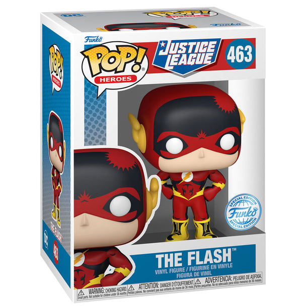 Figurine Funko POP The Flash de 9 cm en vinyle, issue de la Justice League DC Comics, présentée en boîte cadeau exclusive
