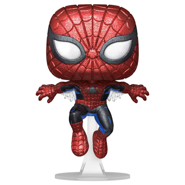 Figurine Funko POP Marvel Spiderman exclusive vue de face dans sa boîte cadeau.