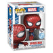 Détail de la figurine Funko POP Spiderman Marvel exclusive en vinyle de 9 cm.
