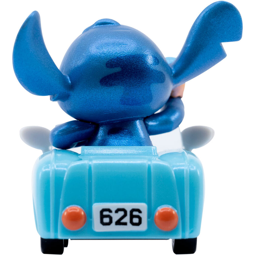 Vue de profil de la figurine Stitch mettant en avant les détails des oreilles et yeux