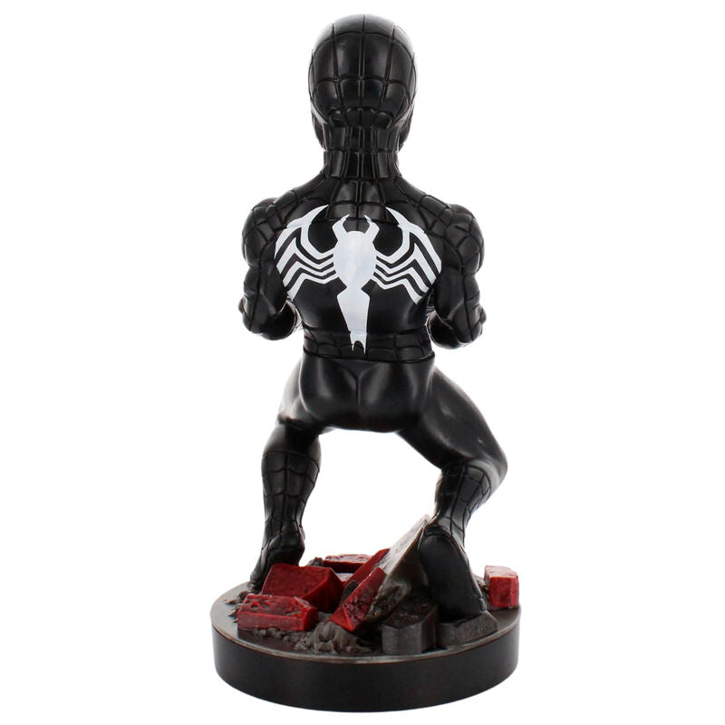 Vue de face de la figurine Marvel Symbiote Spider-Man support chargeur 21cm EXQUISITE GAMING