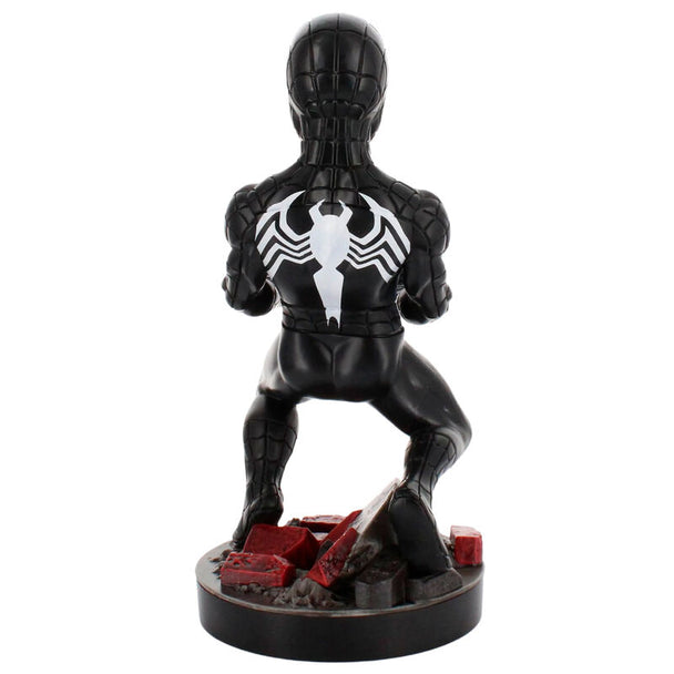 Vue de face de la figurine Marvel Symbiote Spider-Man support chargeur 21cm EXQUISITE GAMING