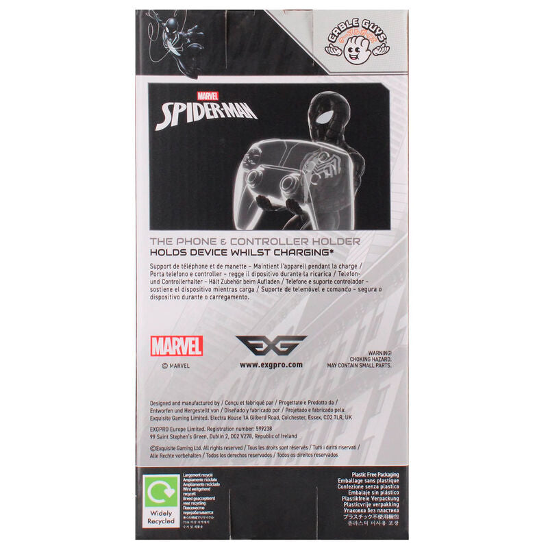 Packaging et logo EXQUISITE GAMING visible sur la boîte du support Marvel Symbiote Spider-Man