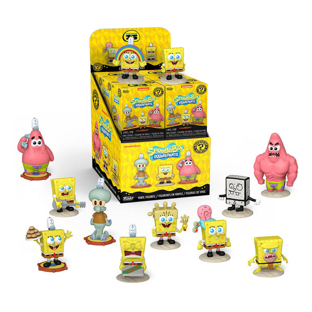 Vue rapprochée d'une figurine mini SpongeBob FUNKO avec un design coloré et détaillé
