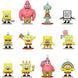 Ensemble de plusieurs figurines miniatures SpongeBob FUNKO en position debout sur fond blanc