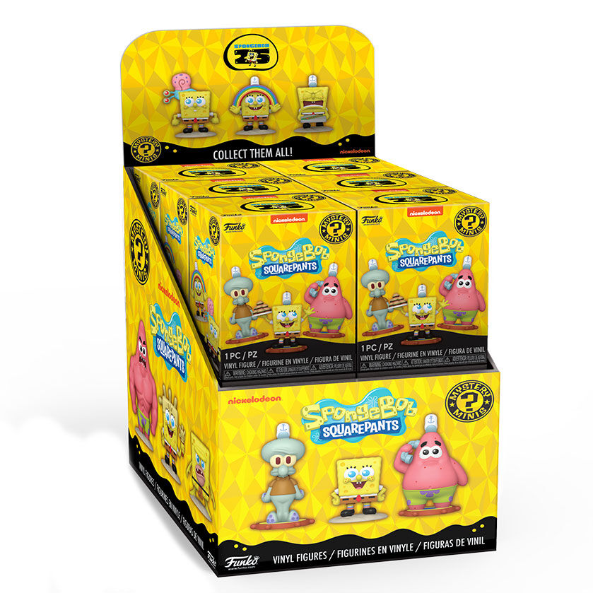 Boîte mystère FUNKO contenant une figurine mini SpongeBob, emballage officiel et coloré