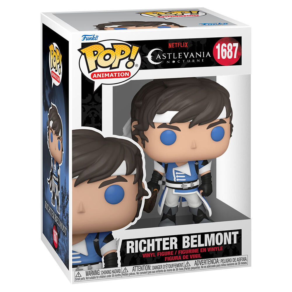 Vue détaillée de la figurine Funko POP Richter Belmont avec ses couleurs vives et son design fidèle au personnage