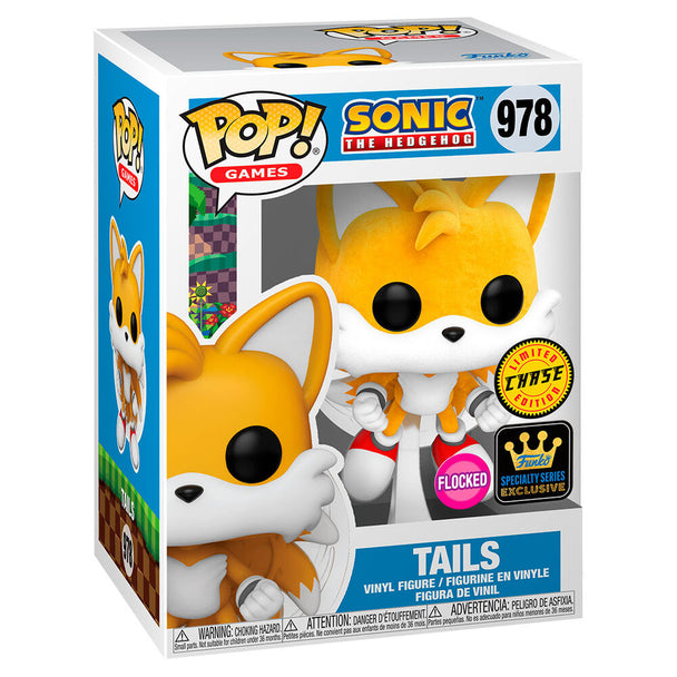 Vue rapprochée de la figurine Tails Funko POP avec détails précis et couleurs vives
