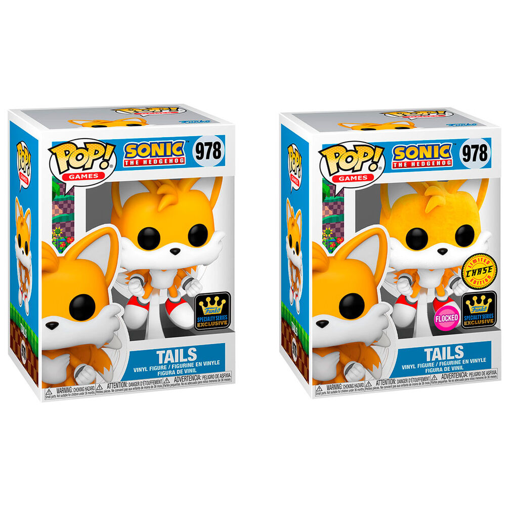 Collection complète de figurines Funko POP Sonic The Hedgehog avec Tails en position dynamique