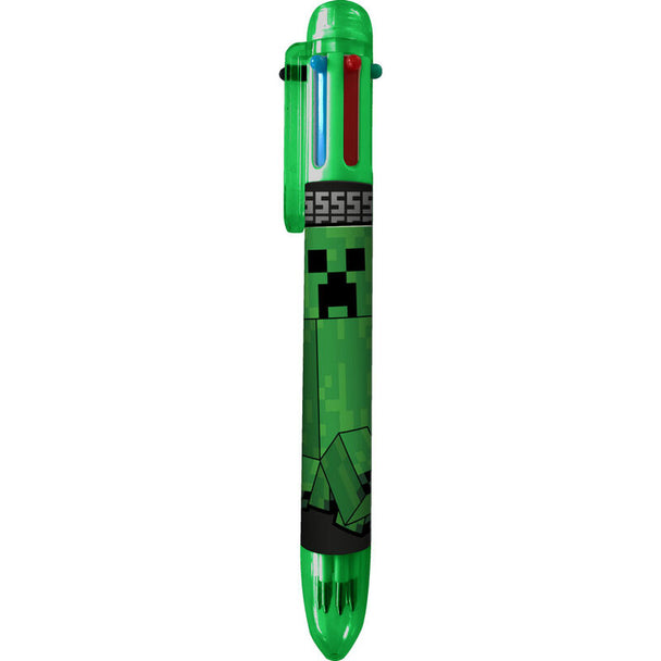 Stylo 6 couleurs Minecraft KIDS LICENSING en position verticale montrant les différentes couleurs disponibles