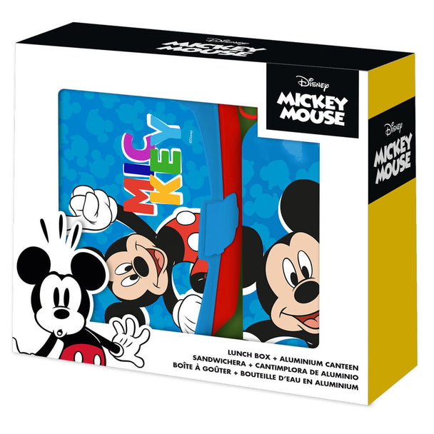 Lunch box Mickey Disney vue de face avec design coloré et dimensions 22,5x21x7cm