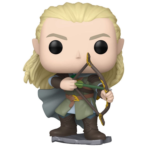 Figurine Funko POP Legolas Greenleaf en vinyle de 9 cm avec arc, présentée dans sa boîte cadeau