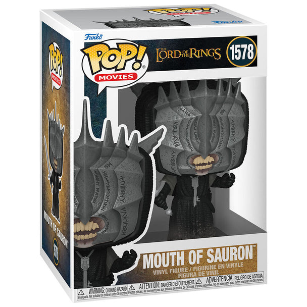 Vue rapprochée de la figurine Mouth of Sauron Funko POP avec détails précis et emballage collector