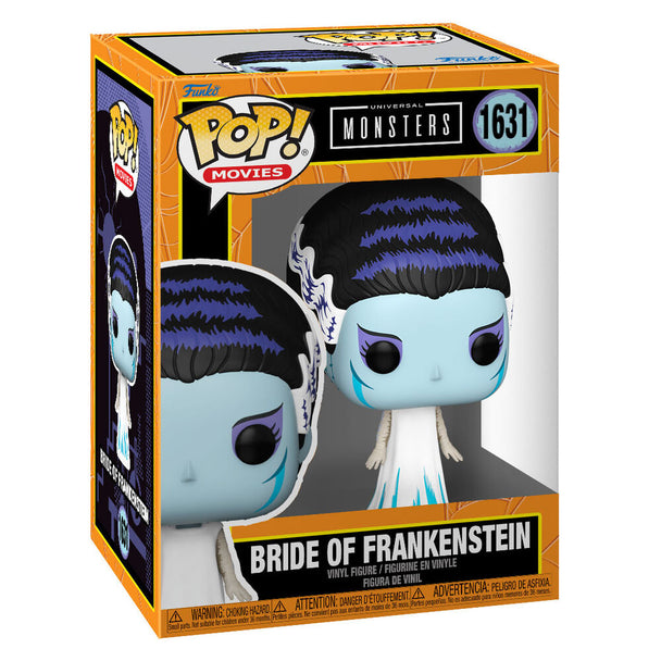 Vue rapprochée de la figurine Funko POP Bride Frankenstein montrant les couleurs et textures caractéristiques du personnage.