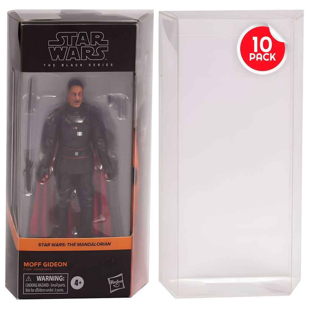 Pack de 10 protège-boîtes transparents EVORETRO pour figurines Star Wars The Black Series, dimensions 23x12,5x5cm