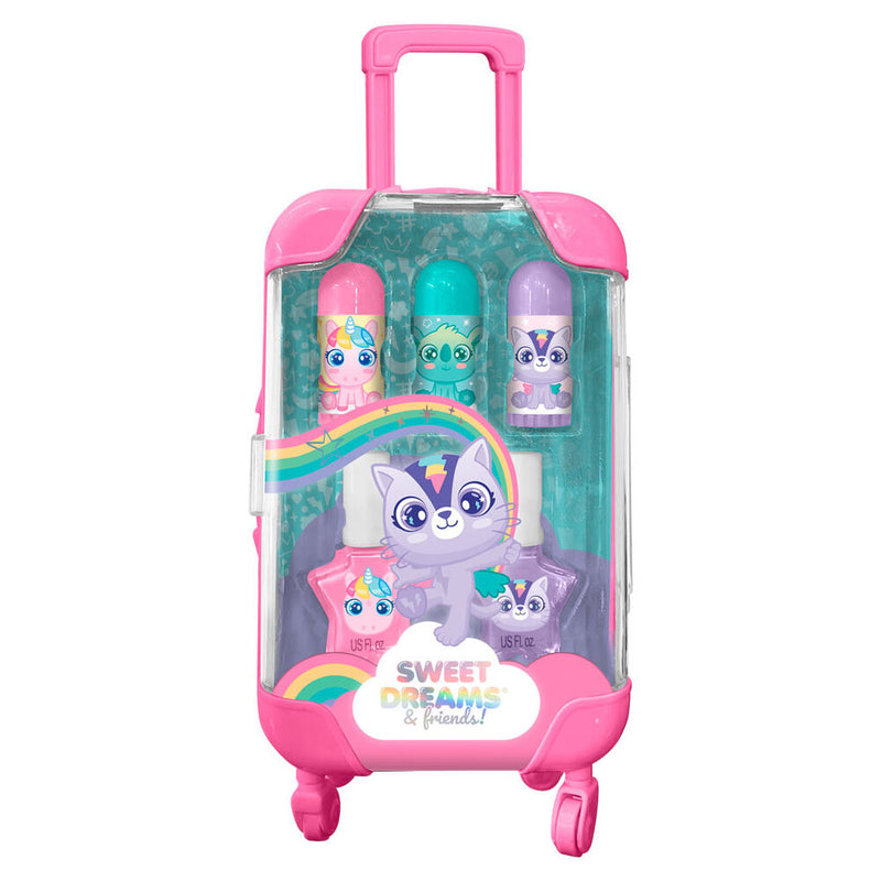 Valise de cosmétiques Sweet Dreams compacte, dimensions 9,9x16,7x4,9 cm, parfaite pour le rangement et le transport des produits de beauté.