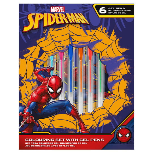 Set papeterie Marvel Spiderman KIDS LICENSING avec carnet et stylos gel, vue de face détaillée