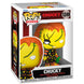 Détail de la figurine Funko POP Chucky montrant les traits caractéristiques du personnage en vinyle