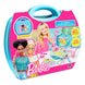 Boîte fermée de la collection Creageek Multivers pour Barbie, affichant un design compact de 33 cm, prête à être transportée.