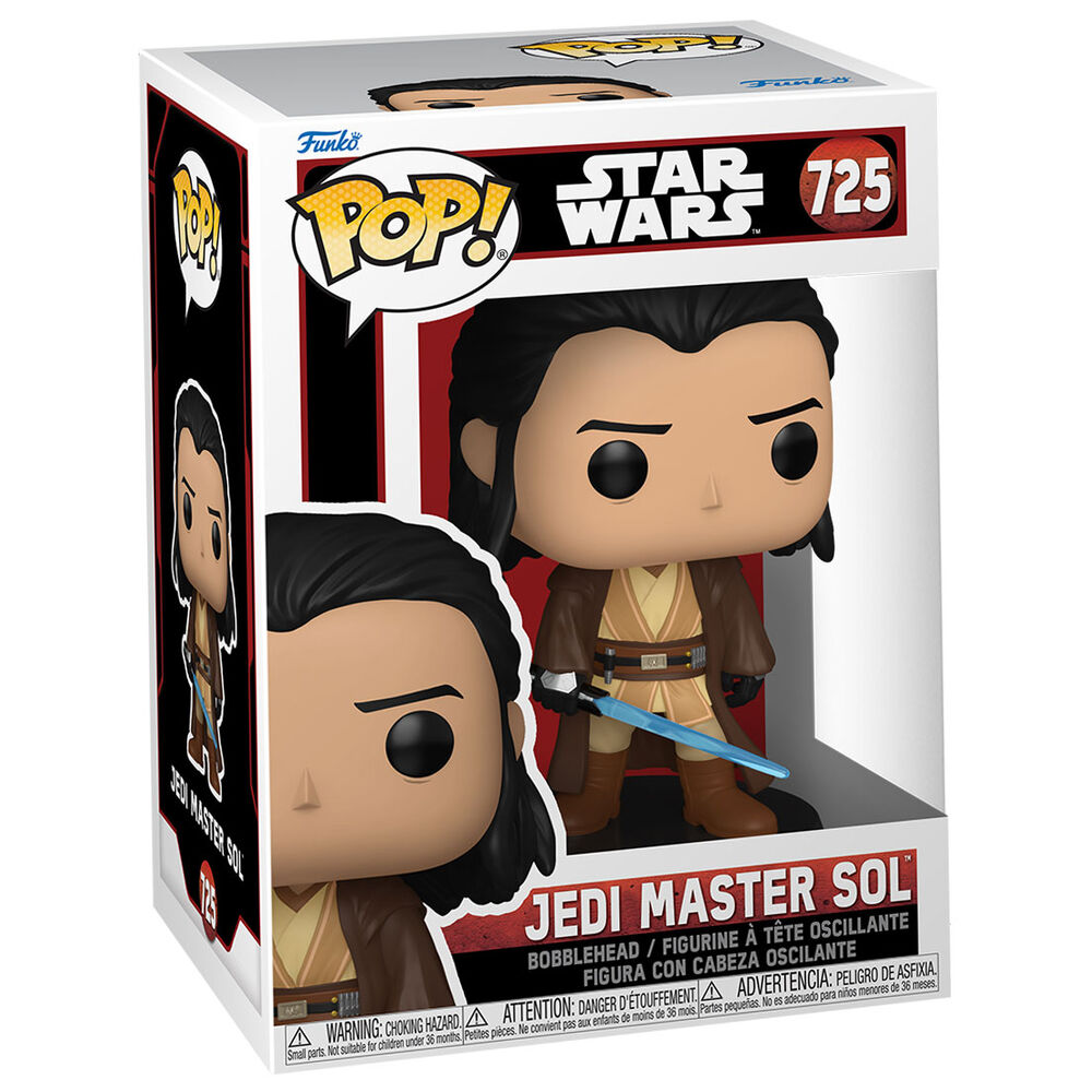 Vue détaillée de la figurine Funko POP Acolyte Jedi Master Sol Star Wars avec ses couleurs et finitions