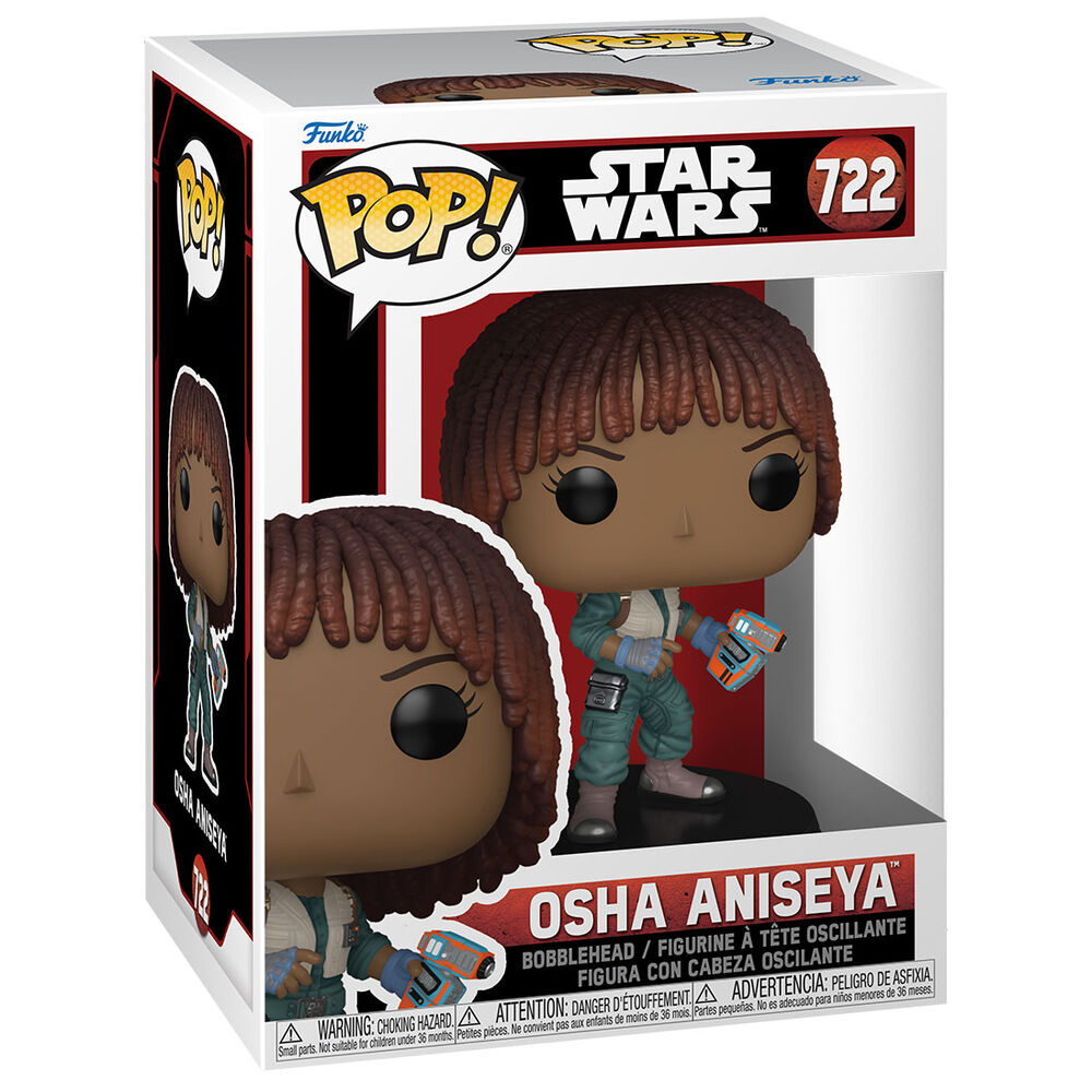 Vue rapprochée de la figurine Funko POP Star Wars Acolyte Osha Aniseya avec détails précis du personnage