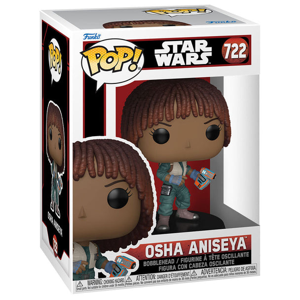 Vue rapprochée de la figurine Funko POP Star Wars Acolyte Osha Aniseya avec détails précis du personnage