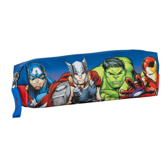 Trousse Marvel Avengers CERDÁ vue de face avec logo et héros colorés, dimensions 20x5,5x5,5cm